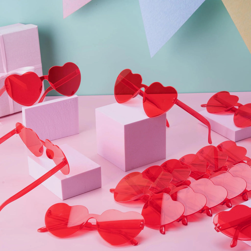 12 Pack Valentine's Day Heart Shape Rimless Glasses Classroom Exchange Gift for Kids (2)