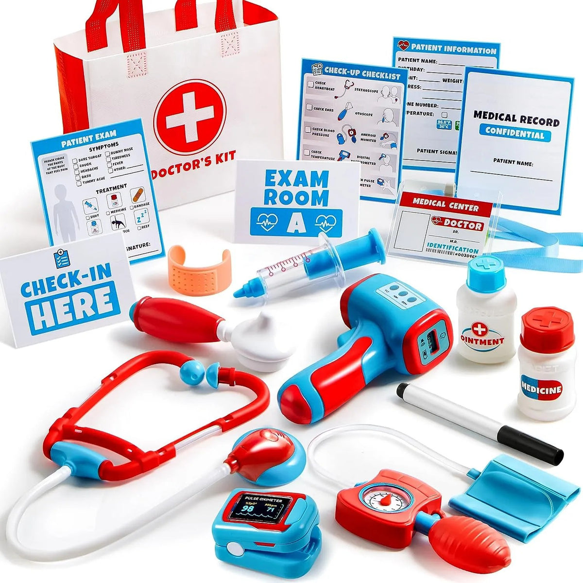 16Pcs Kids Doctor Pretend Play Medical Kit with Bag