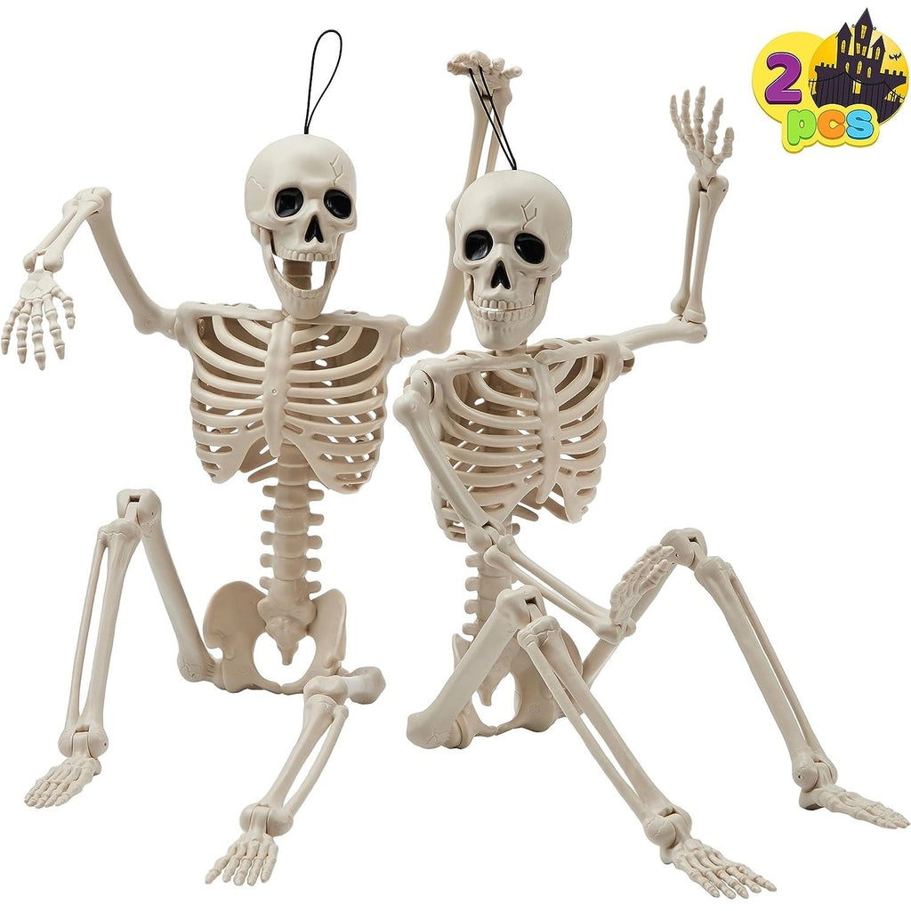 2 pcs 24in halloween full body posable skeletons human plastic bones with movable joints