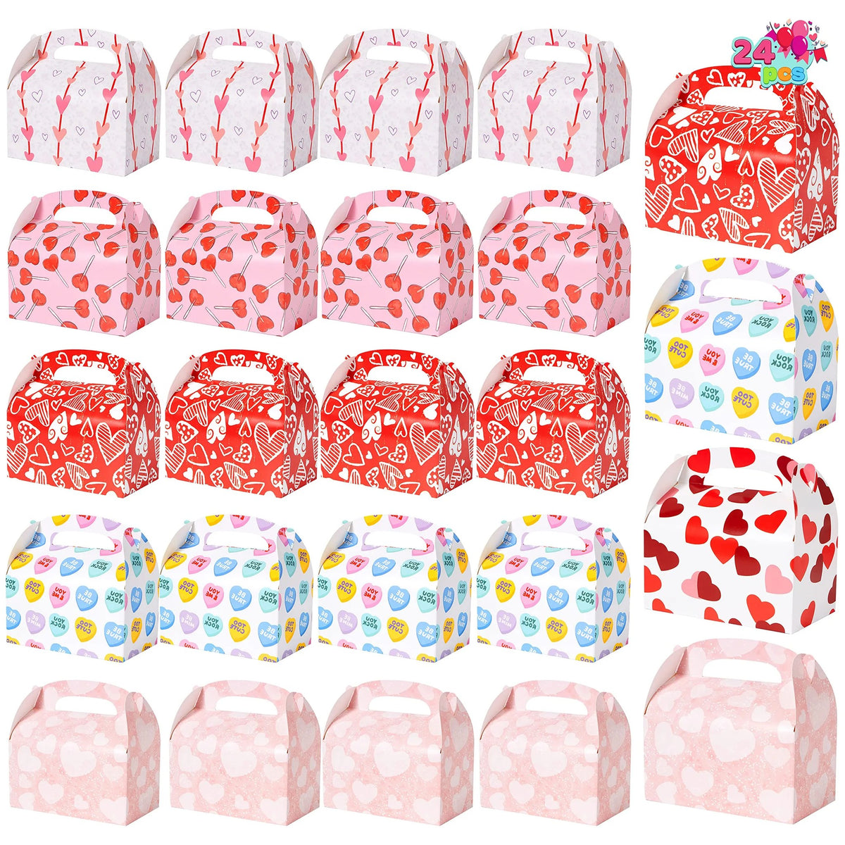 24pcs Valentine's Days Heart Bakery Treat Boxes 4.4in