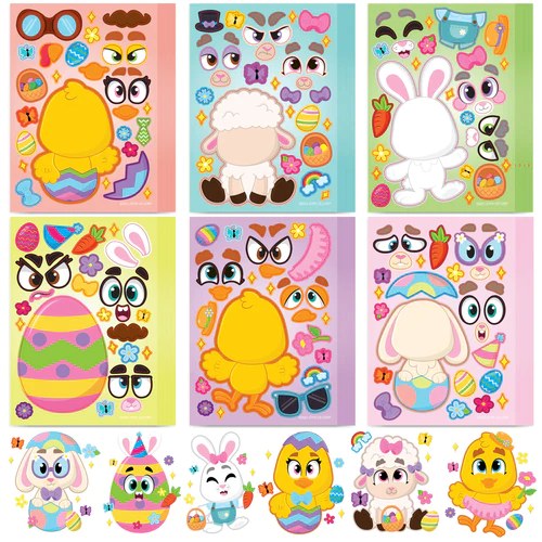 24PcsEasterMatchMakeaFaceStickerswithChickBunnySheepEggPattern_500x