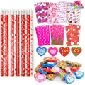 28Pcs Valentines Themed Notepad, Pencil and Eraser Set for Kids
