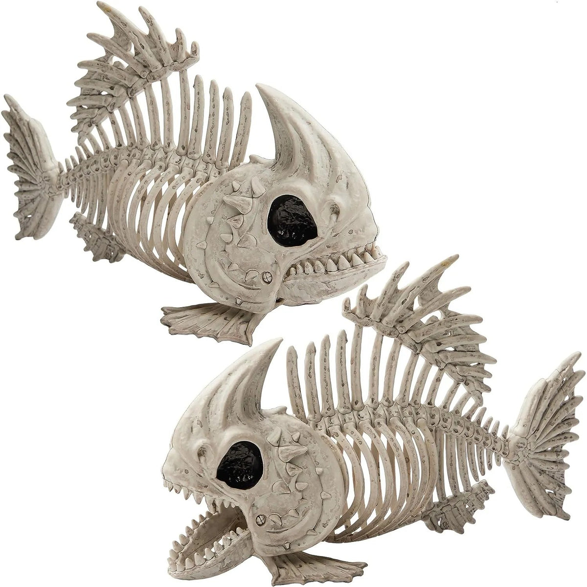 2Pcs 9.5in Halloween Fish Skeleton Animal Plastic Bones with Posable Joints