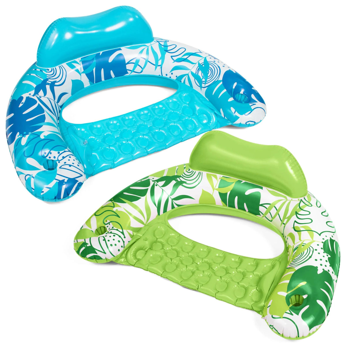 2Pcs Pool Chairs with Cup Holders,Blow up Floating Pool Floats Chair (1)