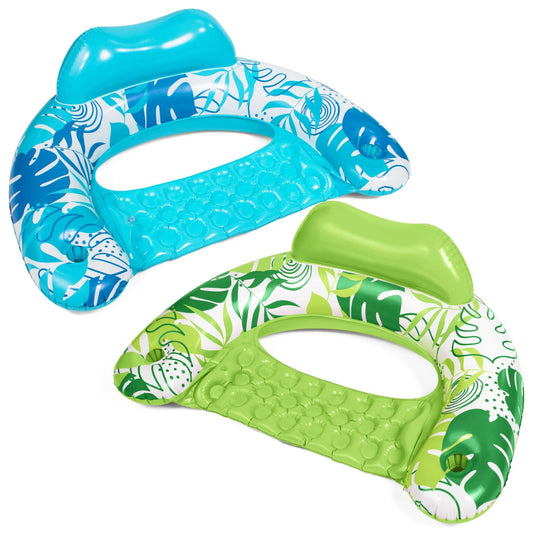 2Pcs Pool Chairs with Cup Holders,Blow up Floating Pool Floats Chair (1)