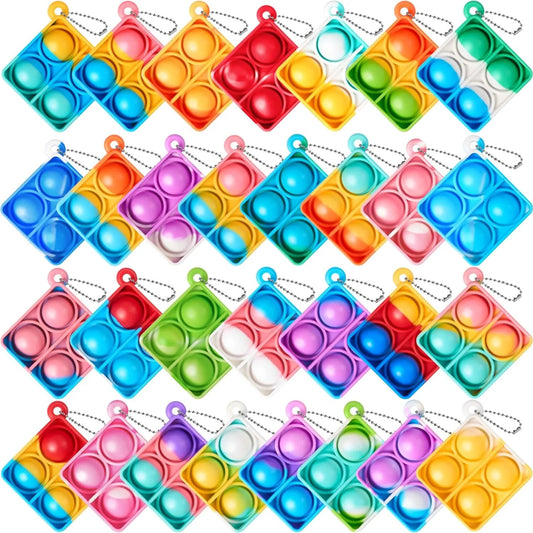 30pcs Square Pop Fidget Keychain