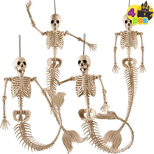 4 PCS 20in Halloween Mermaid Skeleton Plastic Bones with Posable Joints
