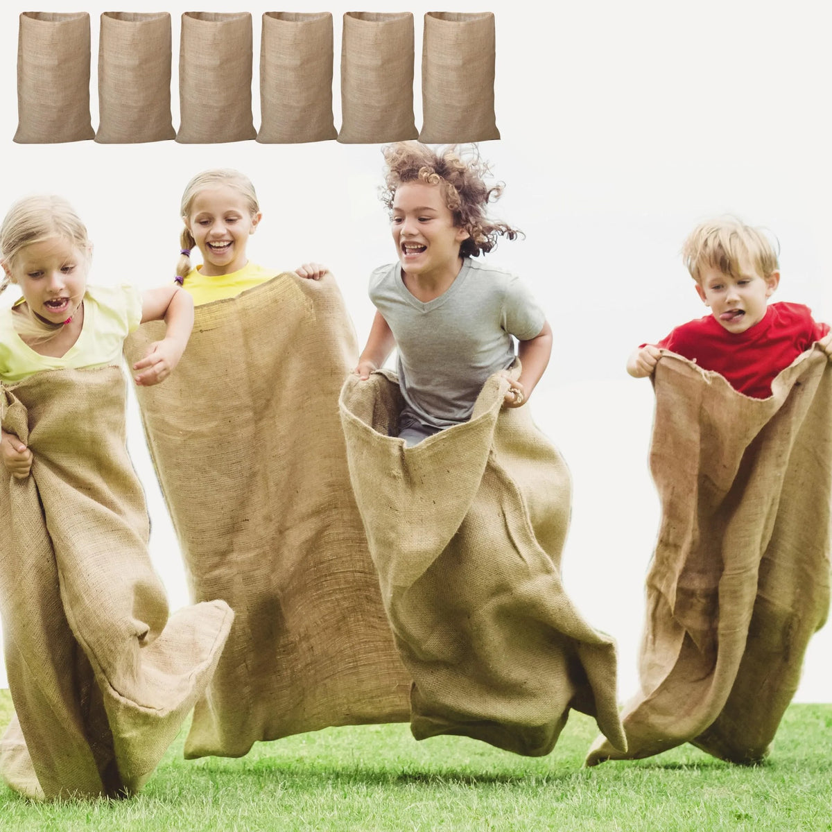 6 Pack Large Burlap 39in x 25in Potato Sacks Racing Bags for Kids & Adults (6)