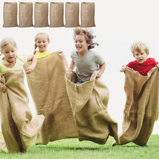 6 Pack Large Burlap 39in x 25in Potato Sacks Racing Bags for Kids & Adults (6)