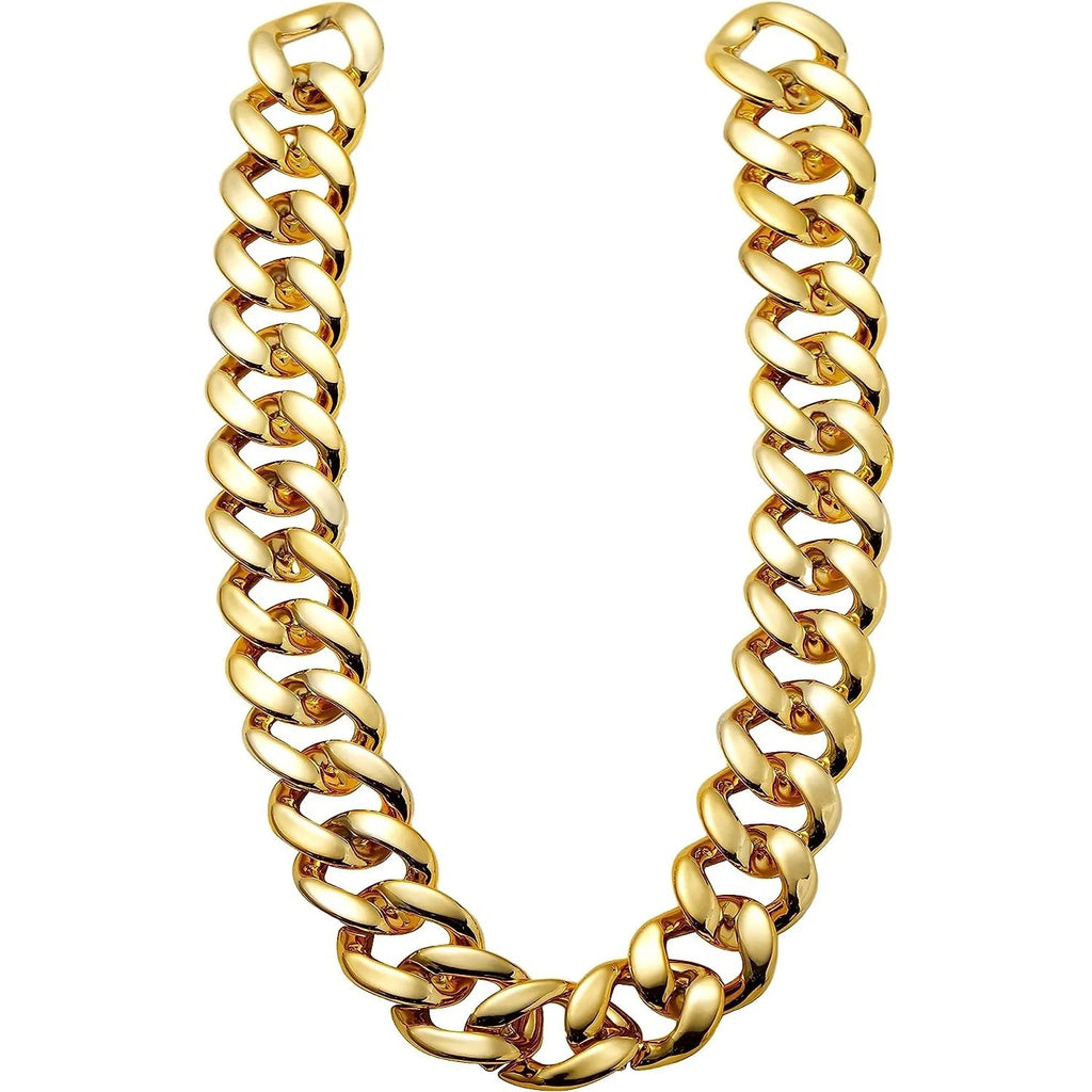 Chunky Gold Chain Plastic Hip Hop Necklace Costume Accessory