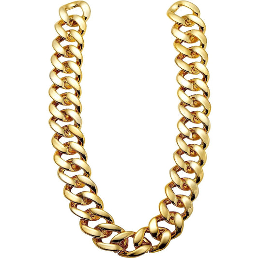 Chunky Gold Chain Plastic Hip Hop Necklace Costume Accessory