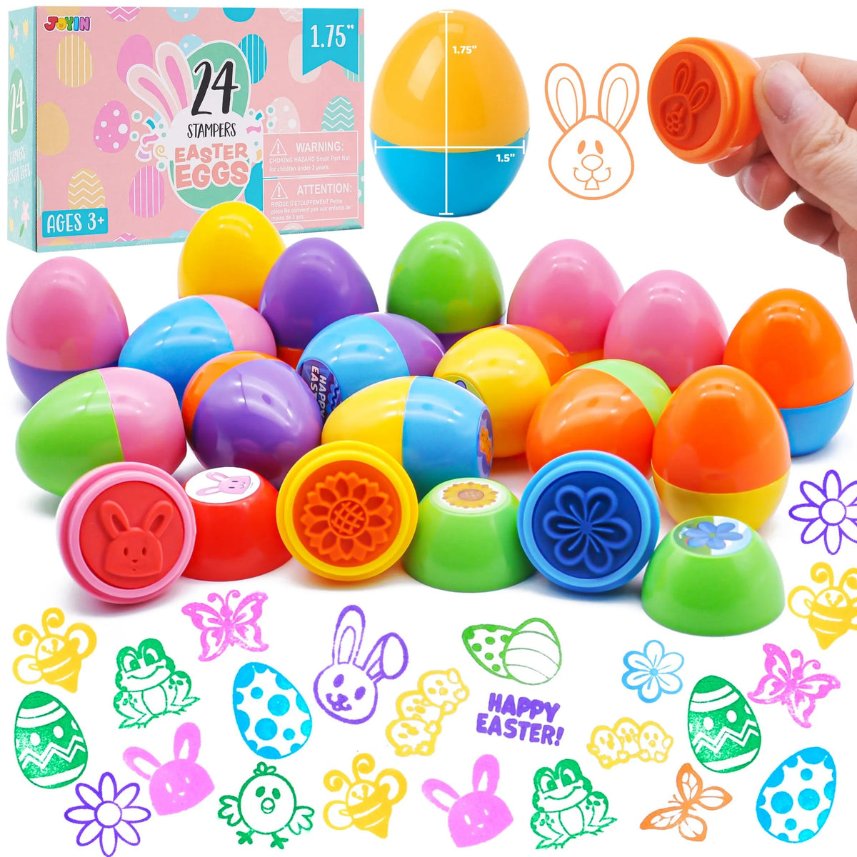 24Pcs 1.75in Easter Egg Stampers for An Enjoyable Easter Egg Hunt Game