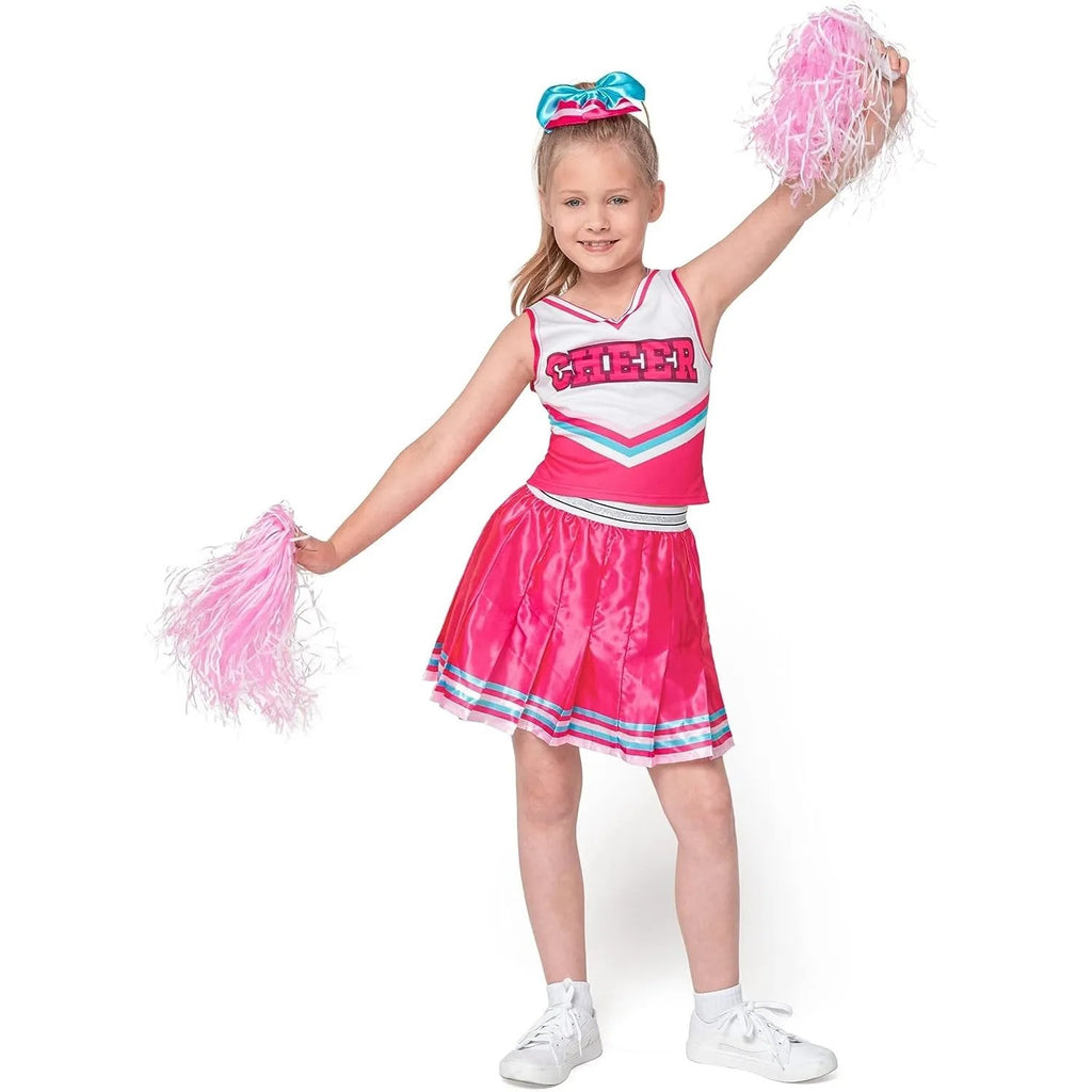 Girl Pink Cheerleader Halloween Costume with Accessories