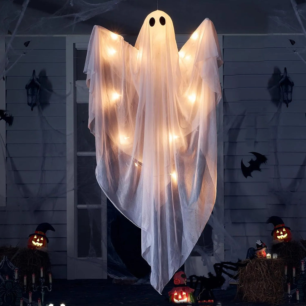 Halloween 47in Hanging Spooky White LED Light Ghost