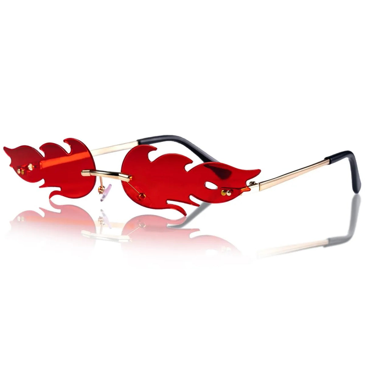 Halloween Flame Glasses, Rimless Goth Glasses, Fire Shaped Sunglasses
