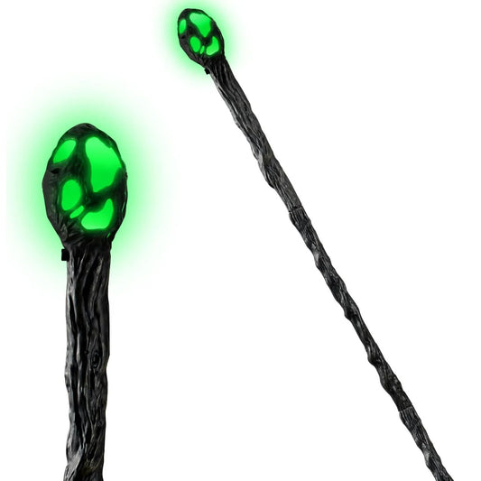Halloween LED Witch Staff Vintage Cane, Magic Walking Cane Prop Stick Accessory