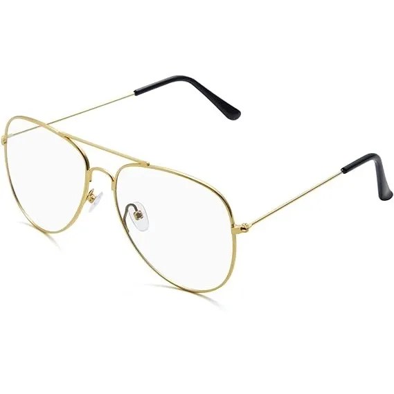 Halloween Men Costume 80s 90s Glasses Gold Frame Aviator Glasses
