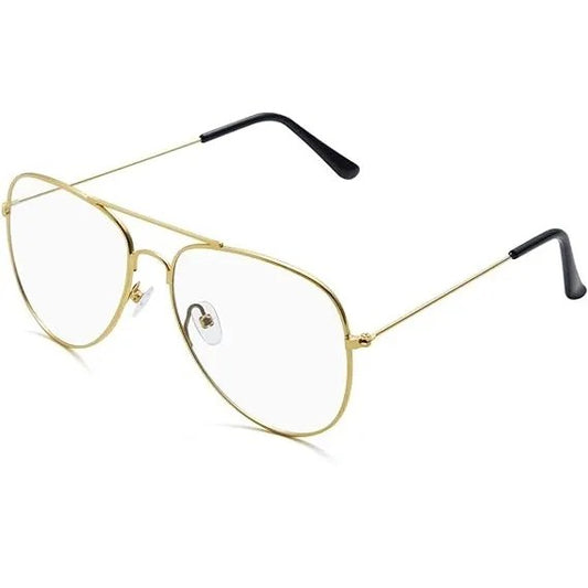 Halloween Men Costume 80s 90s Glasses Gold Frame Aviator Glasses