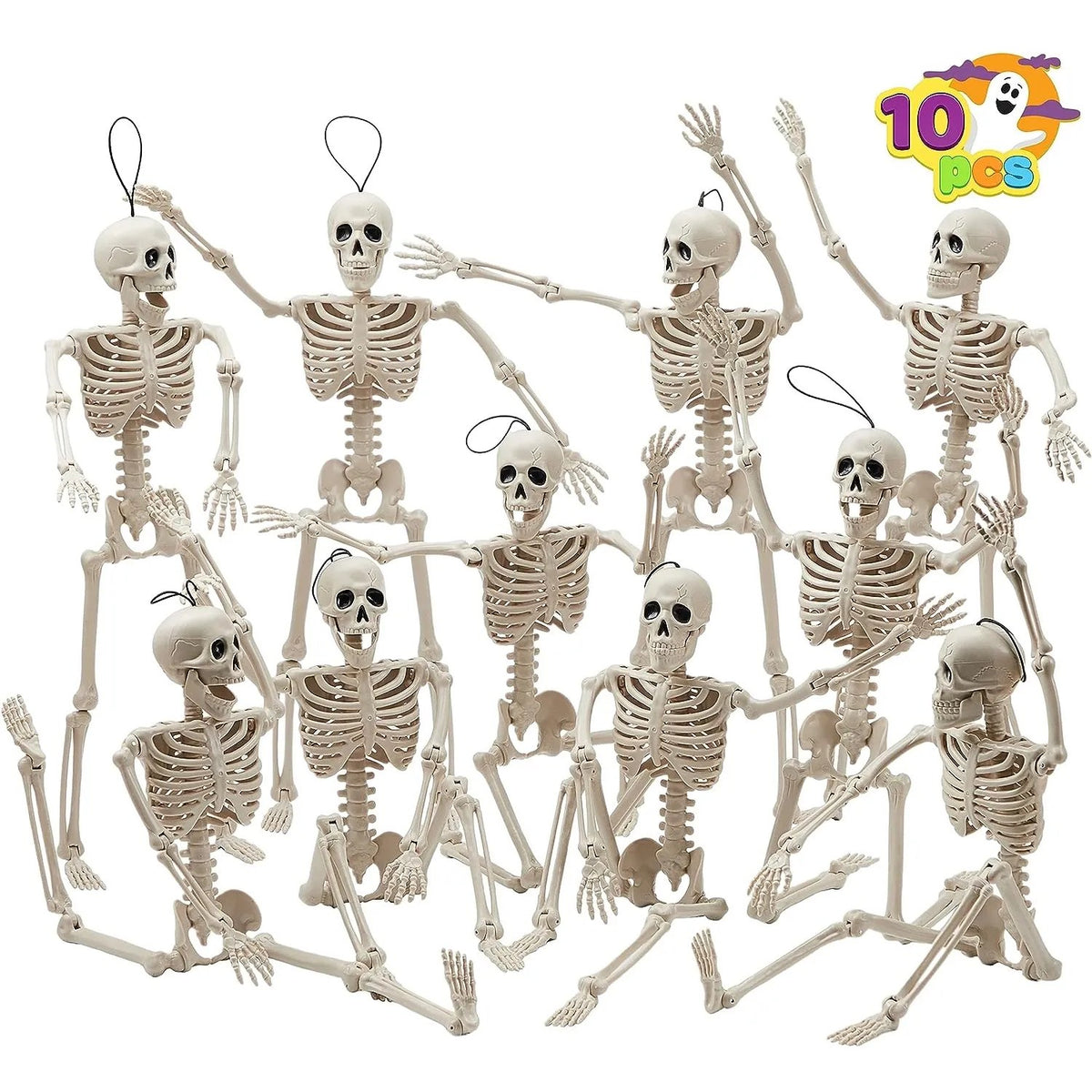 10 PCS 16 Inches Halloween Hanging Skeletons Full Body Skeletons