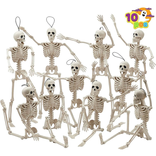 10 PCS 16 Inches Halloween Hanging Skeletons Full Body Skeletons