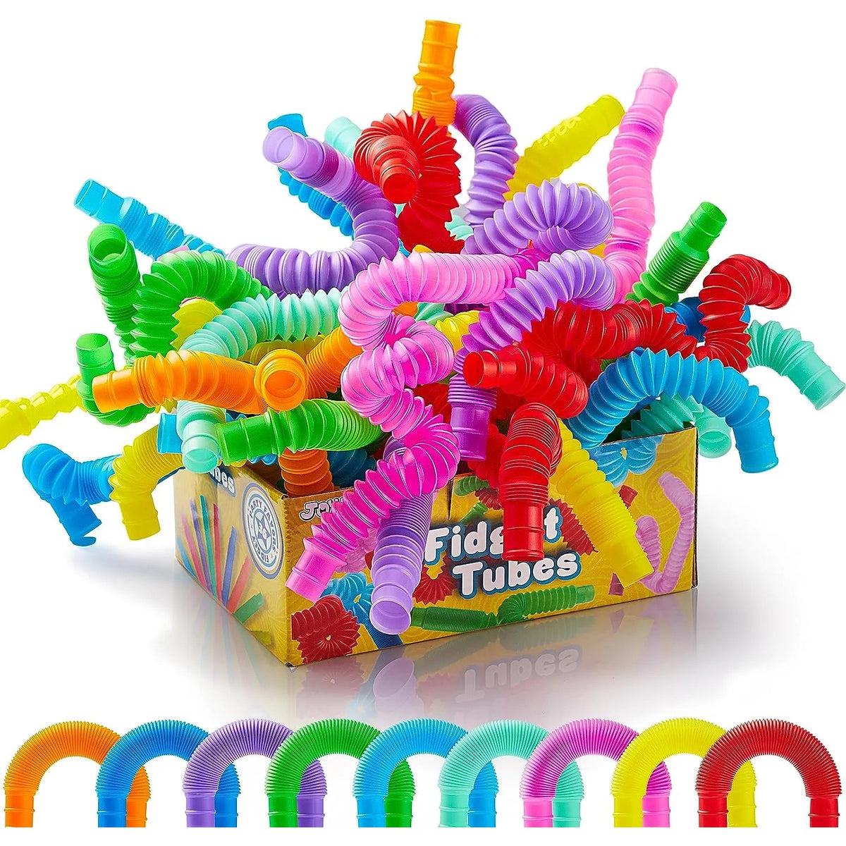 OYIN 18 Pack Pop Tubes, Fidget Tubes Party Favors - 9 Colors