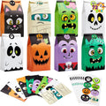 72pcs halloween treat bags, 6 styles trick or treat paper bags with stickers, halloween goodie bags for kids