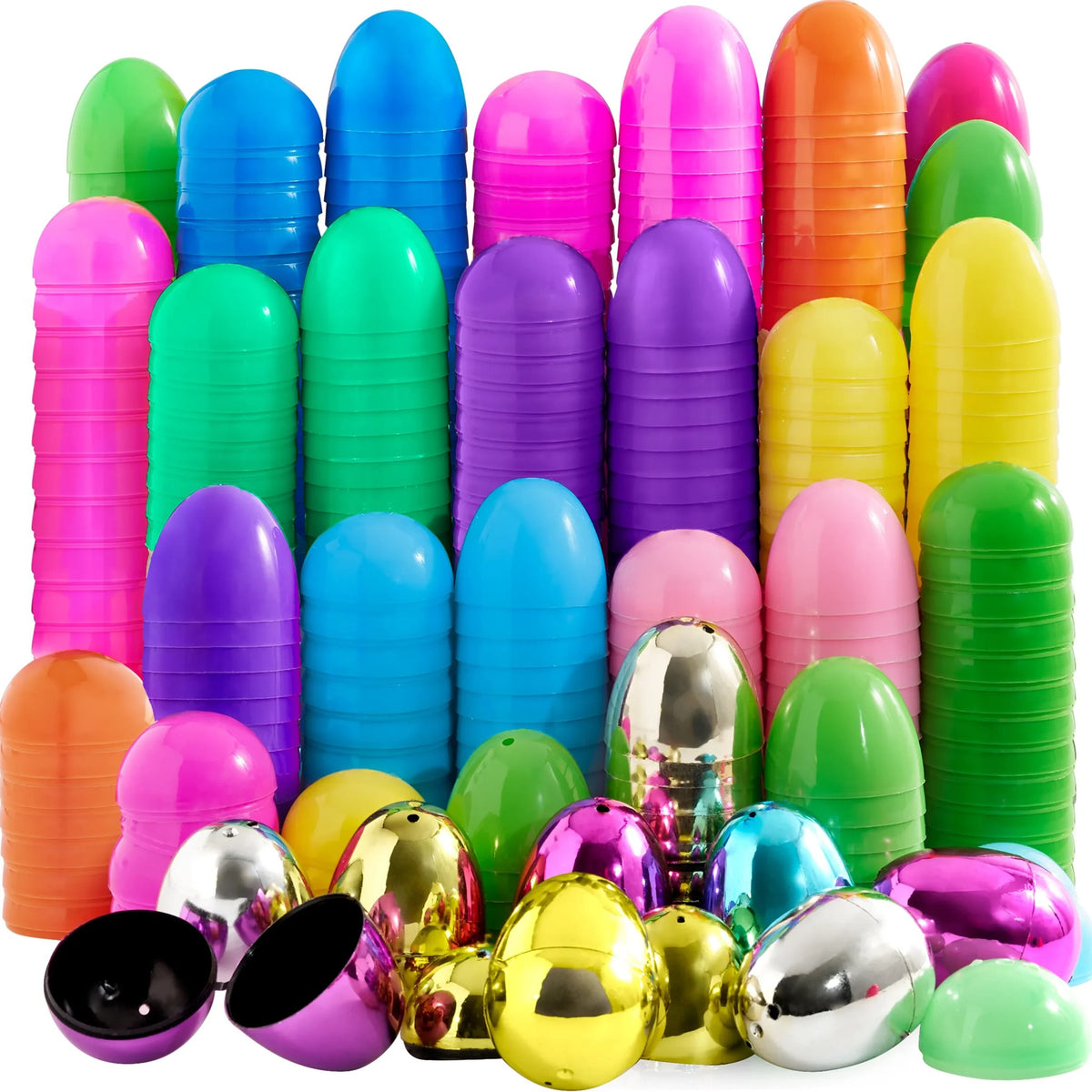 150Pcs 2.3in Metallic Shining Eggs and Golden Eggs Shells