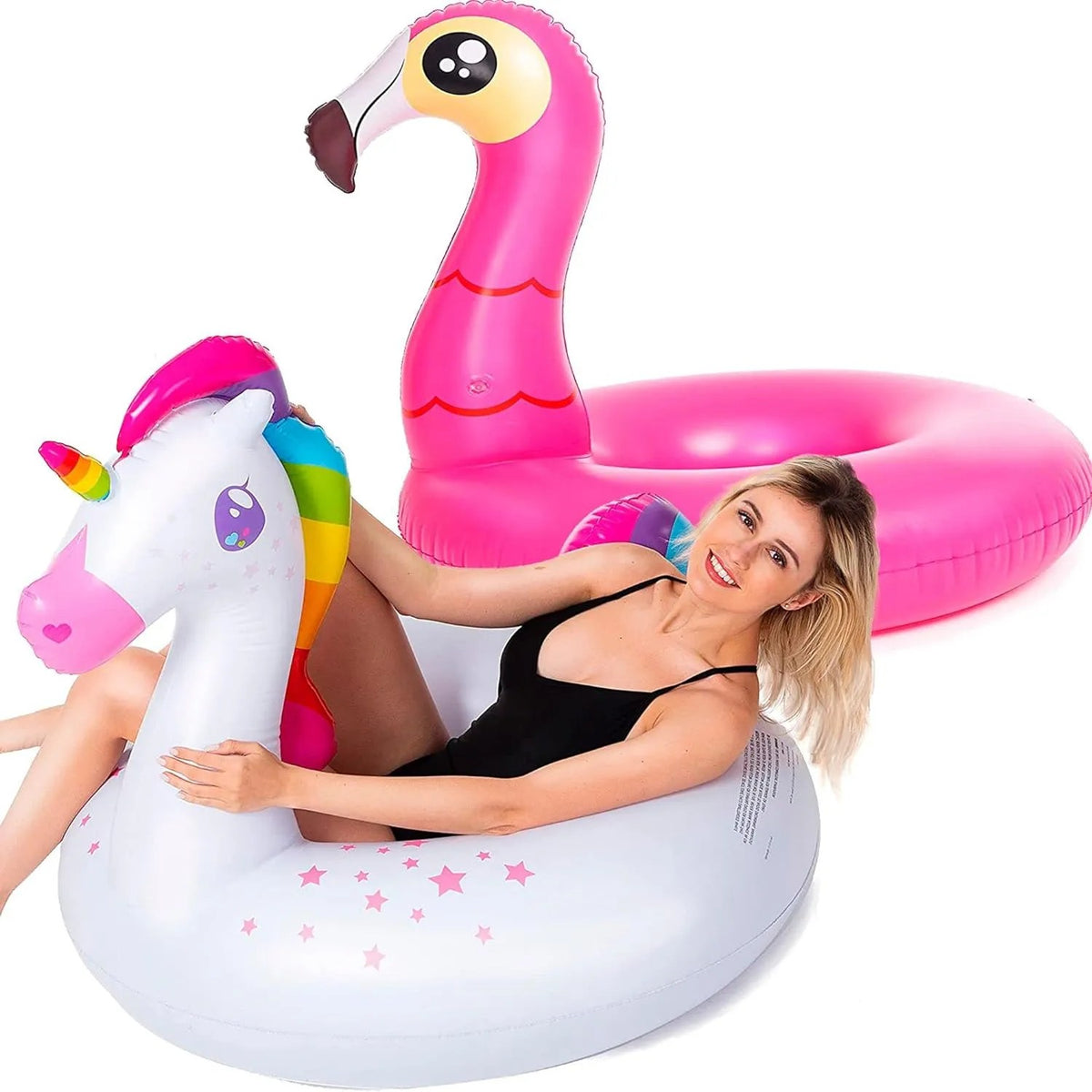 2pcs 39in Inflatable Pool Float Flamingo and Unicorn