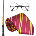 Witch Costume Accessories Set Included Red And Gold Tie, Nerd Circle Glasses And Wand