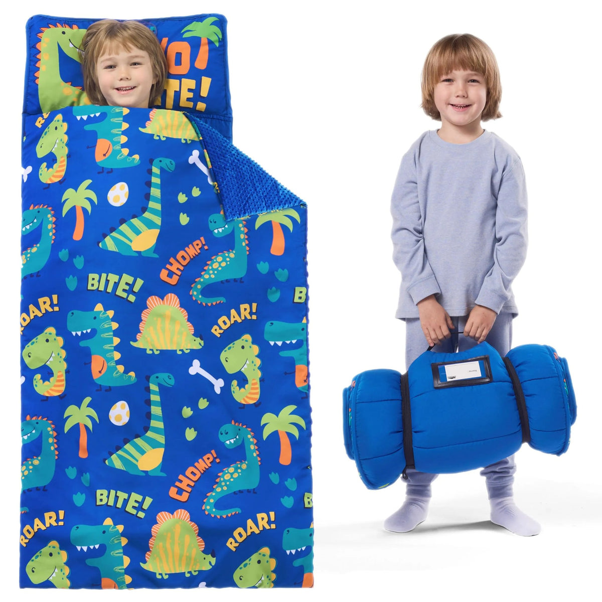 Toddler Nap Mat with Pillow & Blanket - Roll Up Nap Mat for Preschool- Soft Kids Sleeping Mat