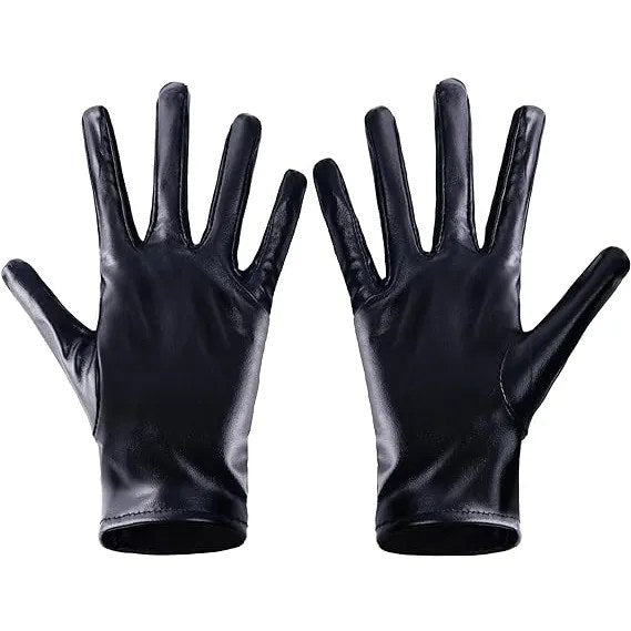 Unisex Shiny Black Metallic Gloves