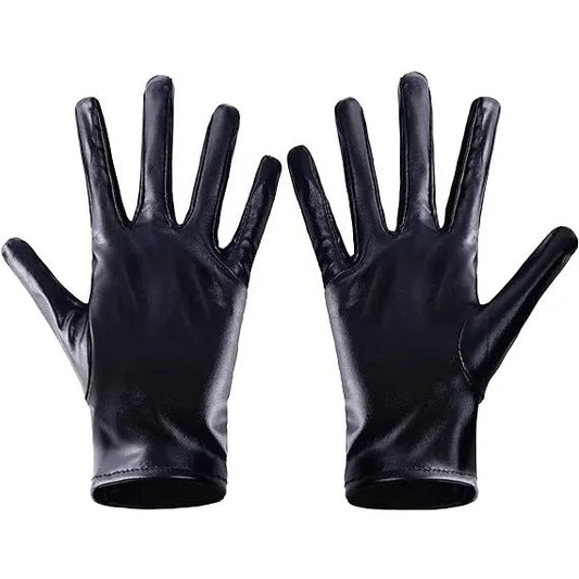Unisex Shiny Black Metallic Gloves