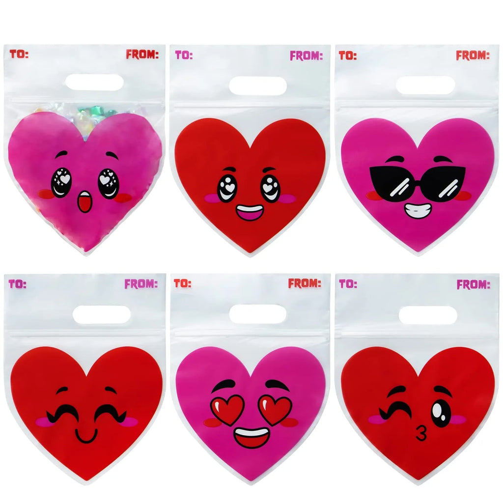 48Pcs Valentine Cellophane Bags with Hearts Design