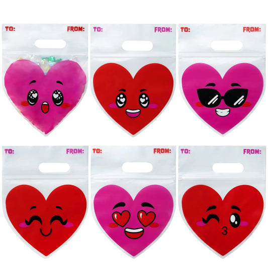 48Pcs Valentine Cellophane Bags with Hearts Design